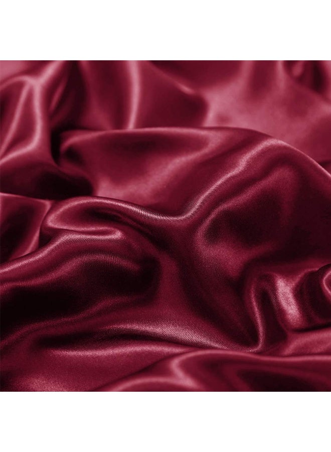 AiMay 3 Piece Satin Duvet Cover Set Bedding Sets King Burgundy 1800 Series Luxury Rich Silk Silky Super Soft Solid Color Reversible Honeymoon Wrinkle Free (King, Burgundy) - Image 4